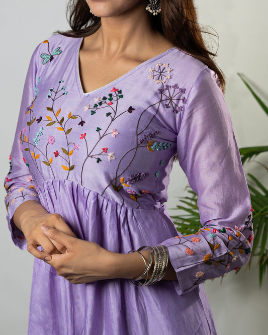 LAVENDER BLOOM EMBROIDERED ANARKALI SET