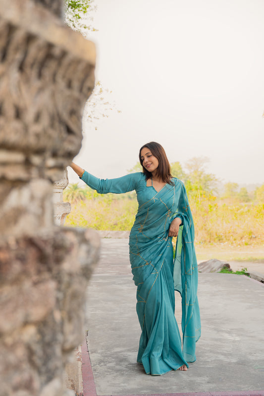 EMERALD GRACE ORGANZA SAREE