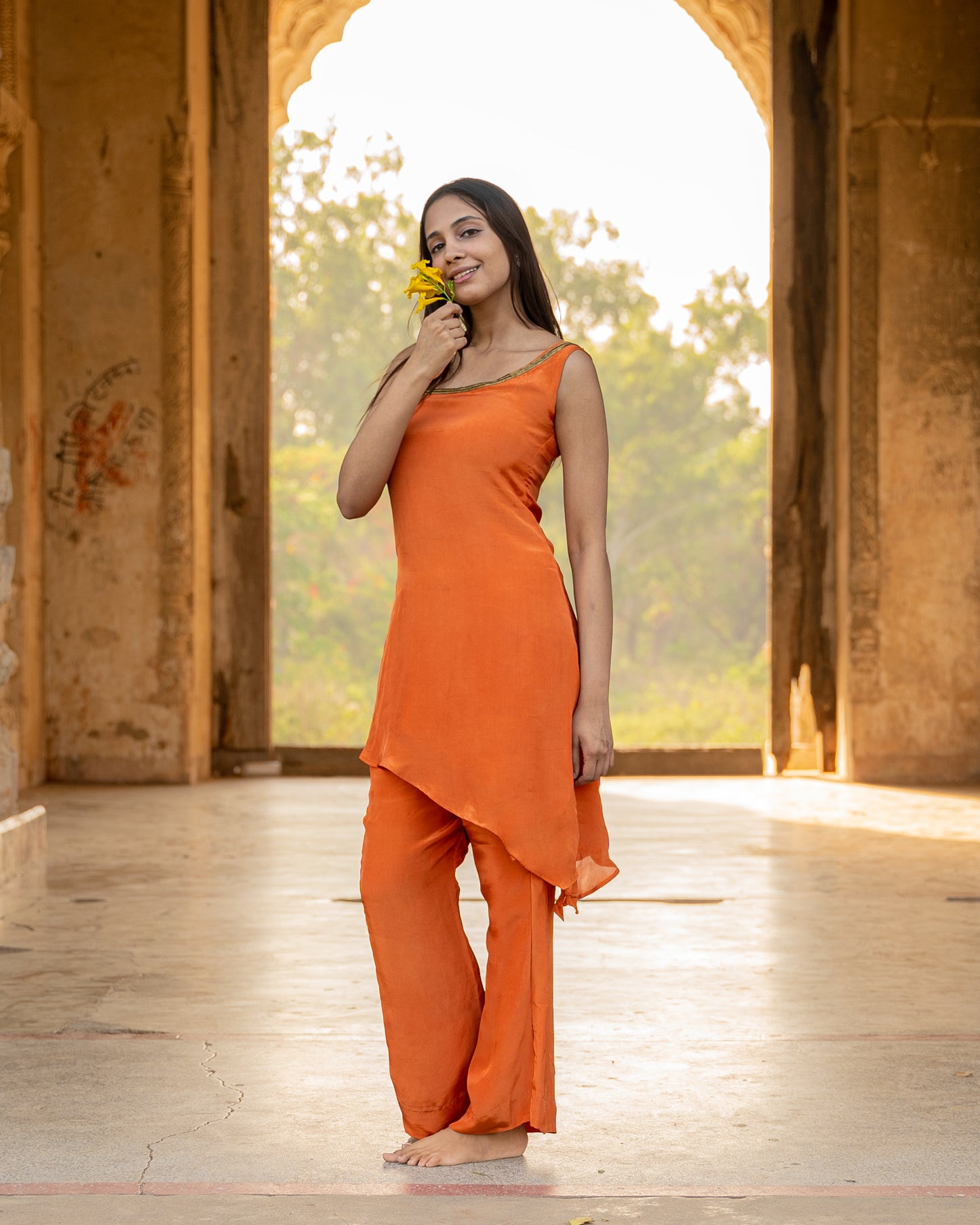 SAFFRON CHARM ASYMMETRIC CO-ORD SET