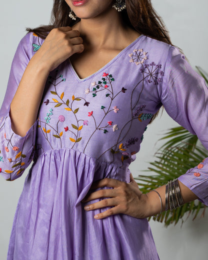 LAVENDER BLOOM EMBROIDERED ANARKALI SET