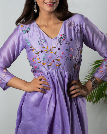 LAVENDER BLOOM EMBROIDERED ANARKALI SET
