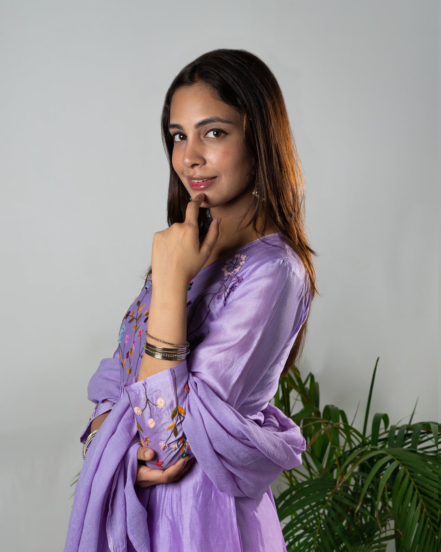 LAVENDER BLOOM EMBROIDERED ANARKALI SET