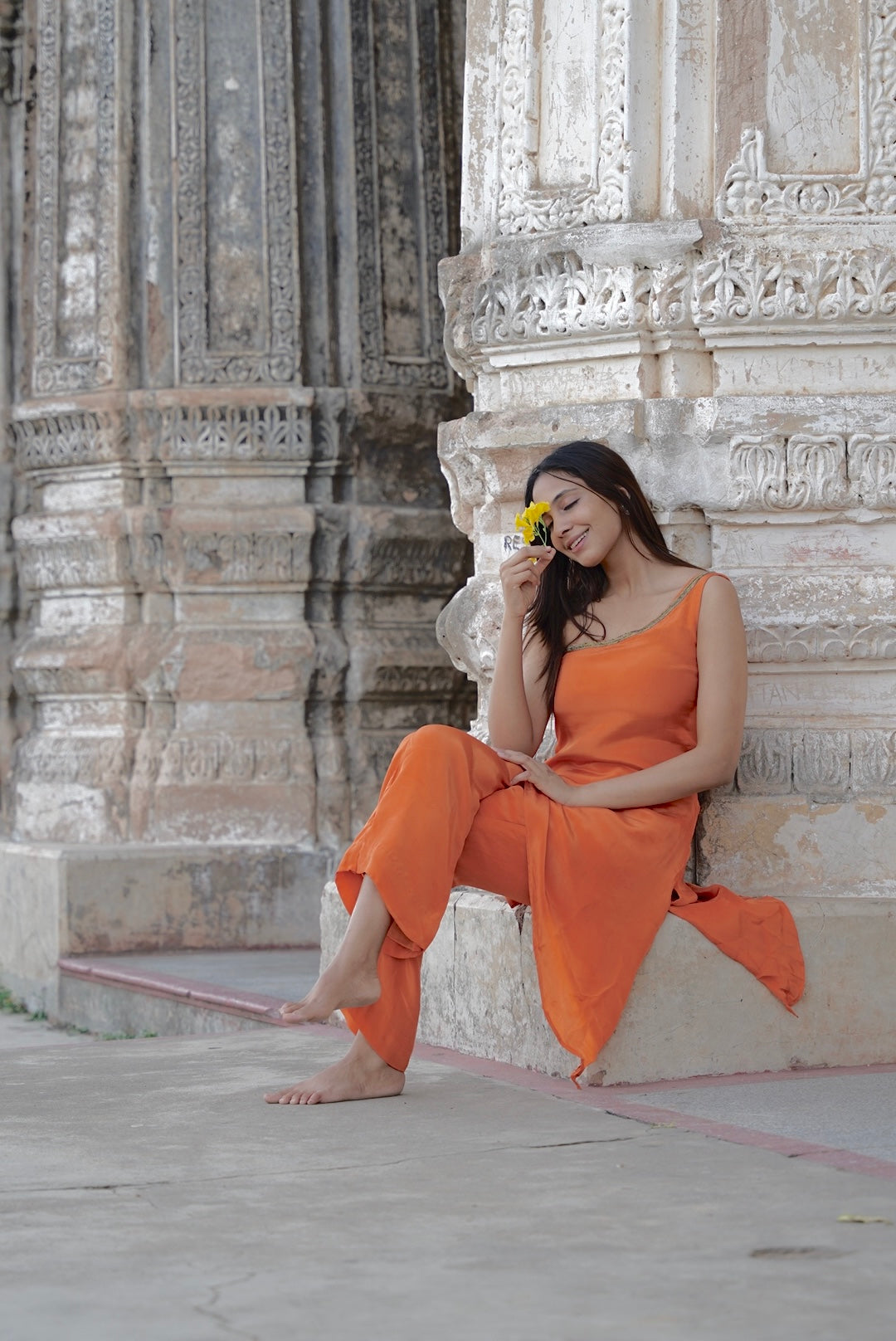 SAFFRON CHARM ASYMMETRIC CO-ORD SET