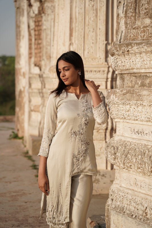 IVORY EMBROIDERED CO-ORD SET