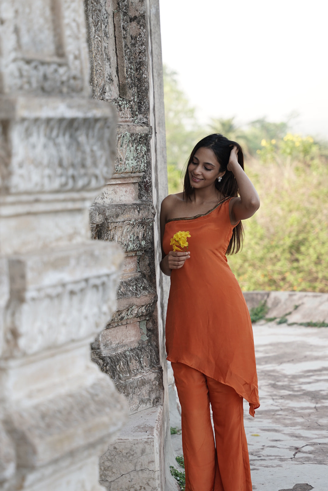 SAFFRON CHARM ASYMMETRIC CO-ORD SET