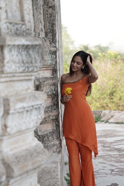 SAFFRON CHARM ASYMMETRIC CO-ORD SET