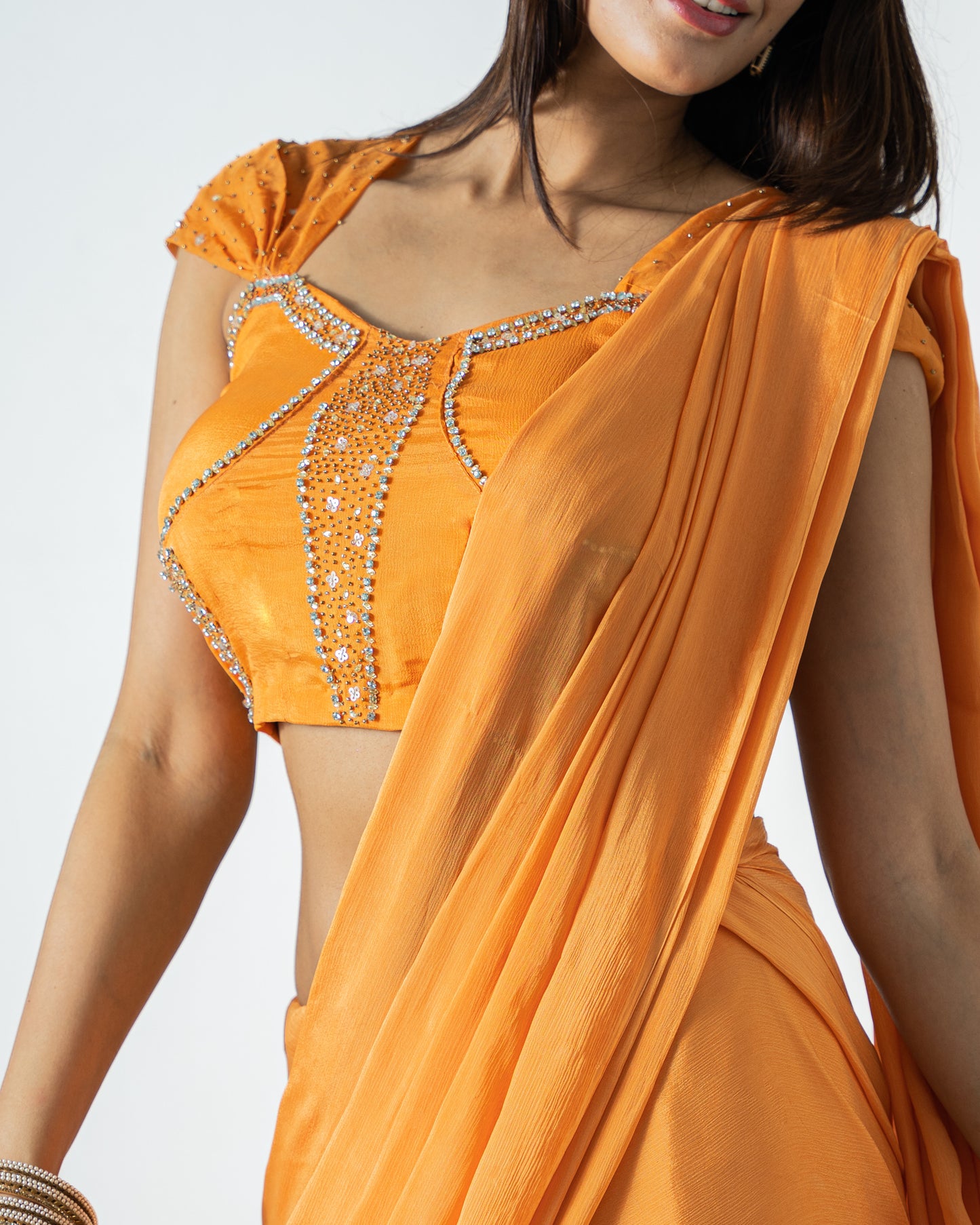 ROYAL SAFFRON EMBELLISHED SAREE