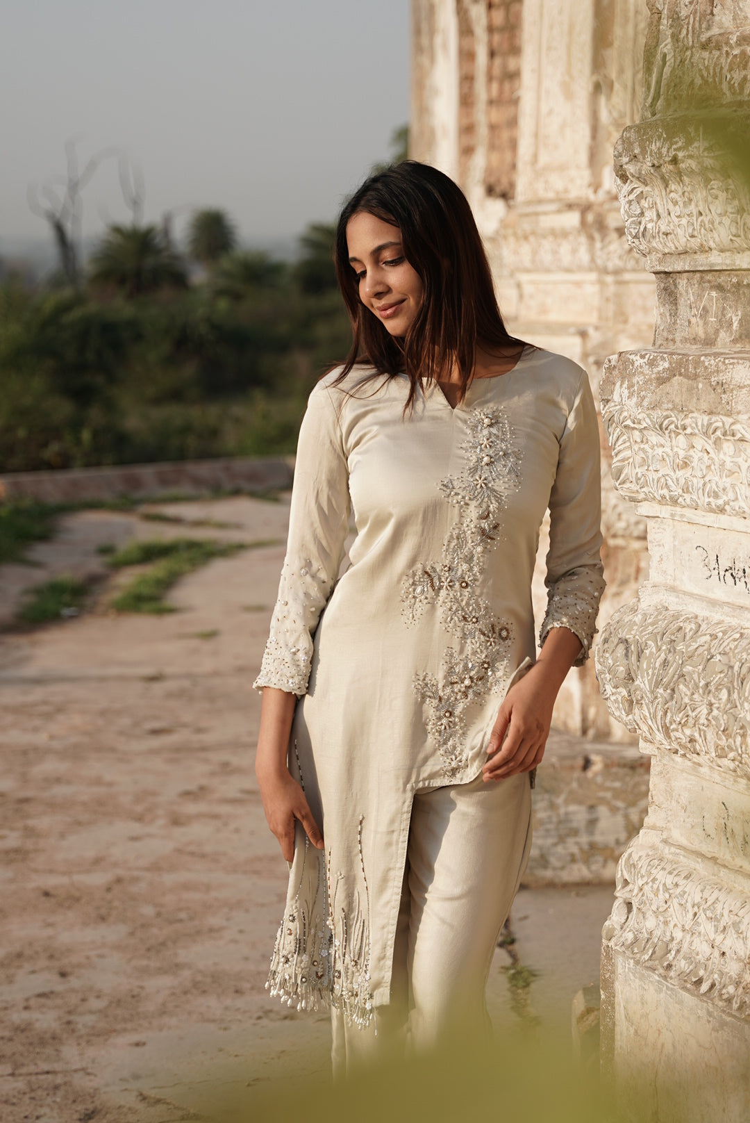 IVORY EMBROIDERED CO-ORD SET