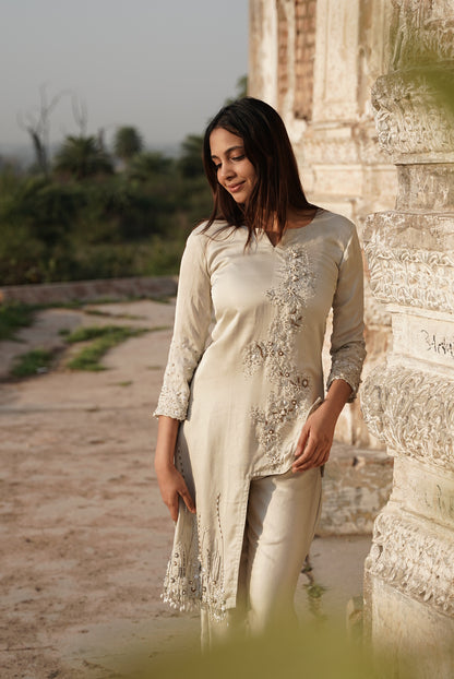 IVORY EMBROIDERED CO-ORD SET