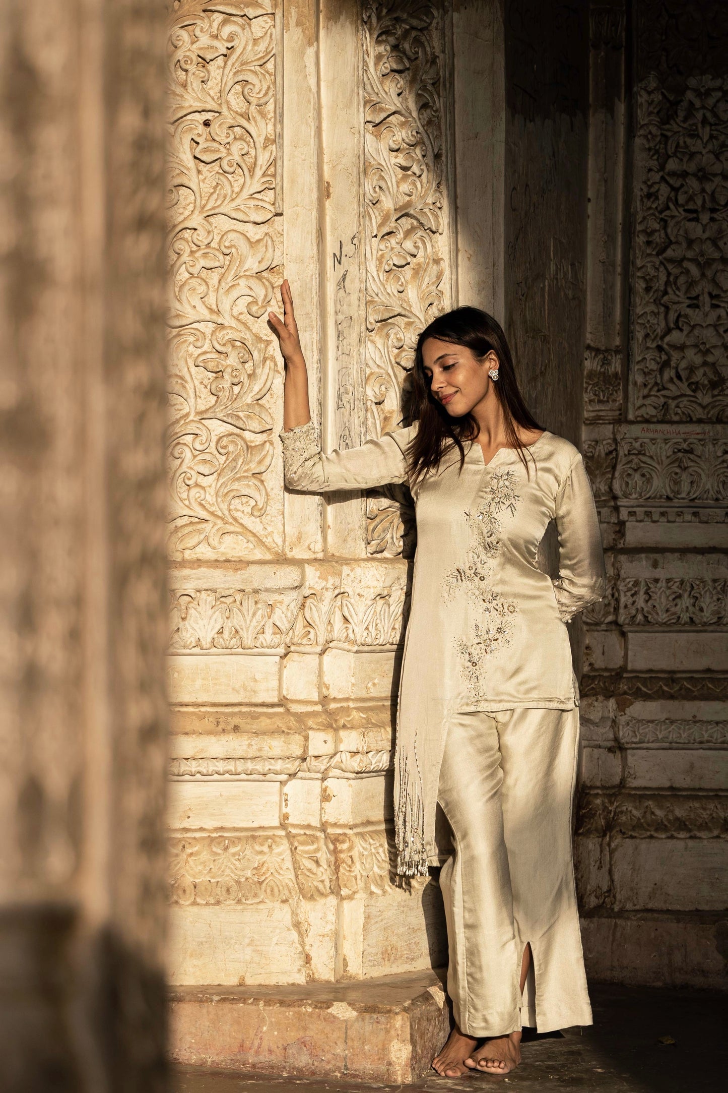 IVORY EMBROIDERED CO-ORD SET