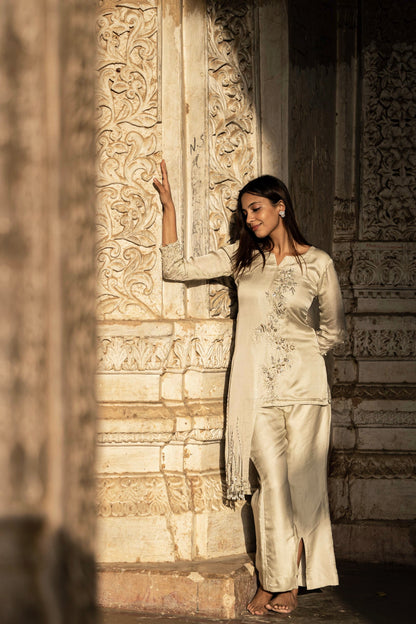 IVORY EMBROIDERED CO-ORD SET