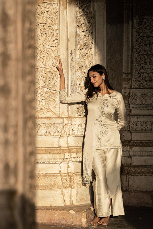 IVORY EMBROIDERED CO-ORD SET