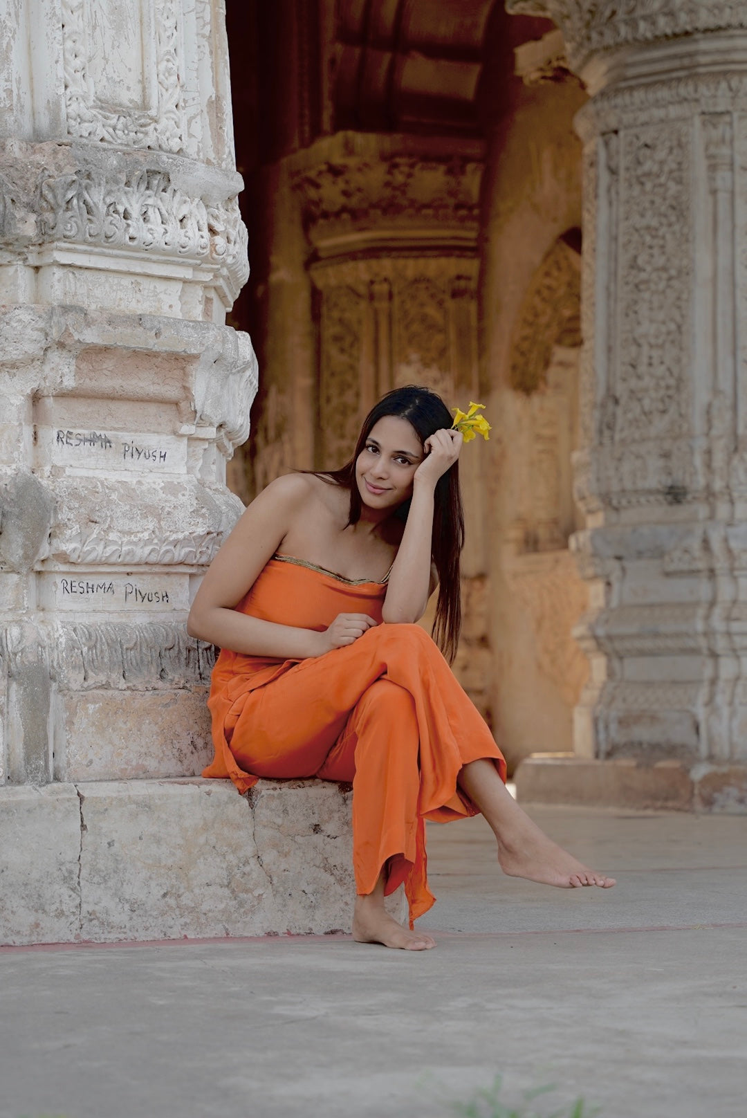 SAFFRON CHARM ASYMMETRIC CO-ORD SET