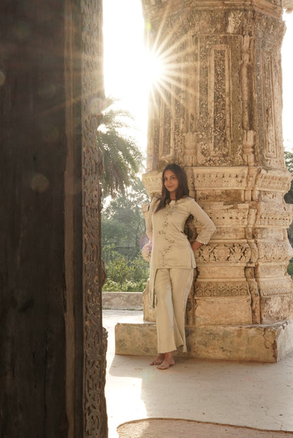 IVORY EMBROIDERED CO-ORD SET