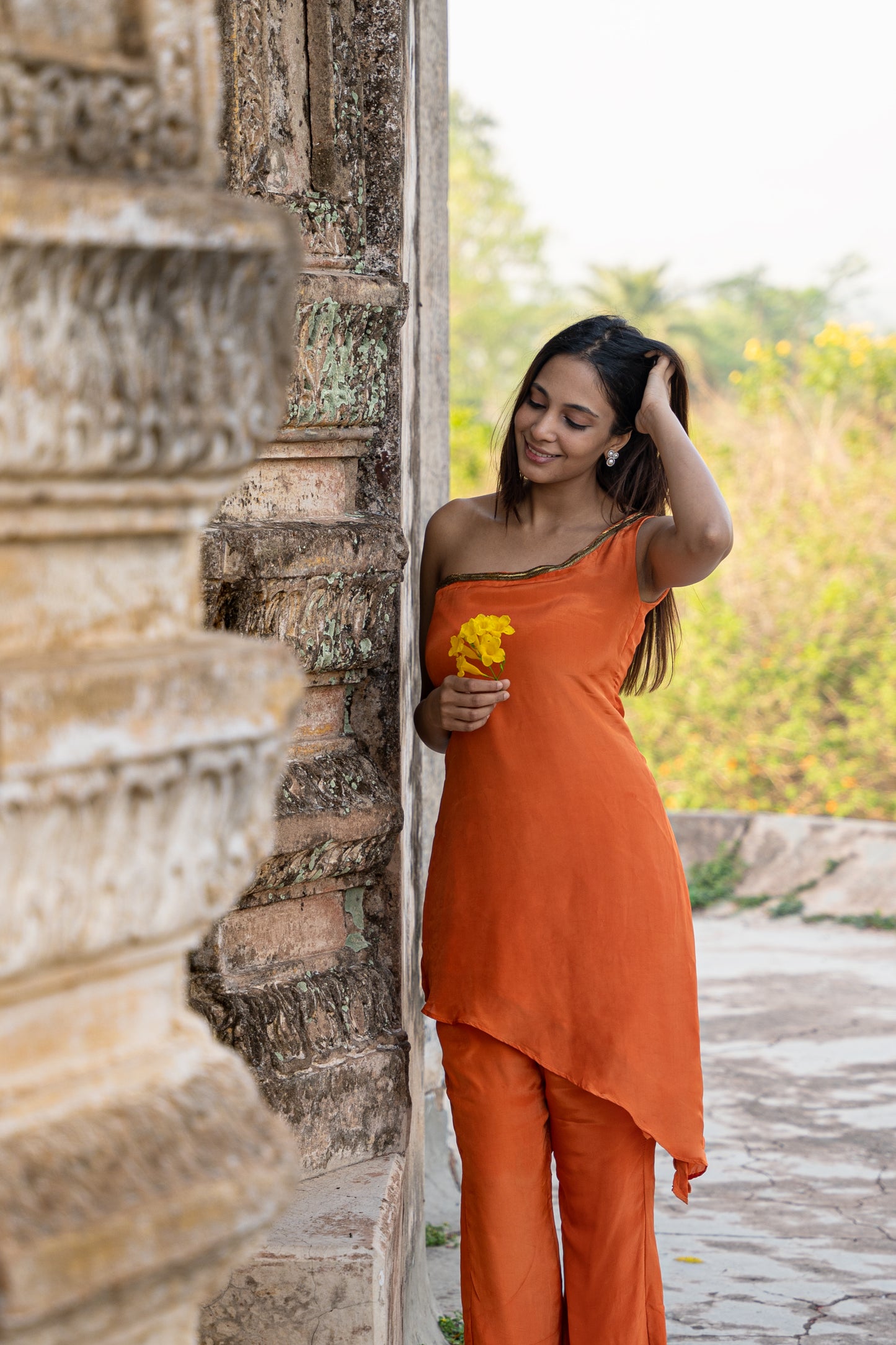 SAFFRON CHARM ASYMMETRIC CO-ORD SET