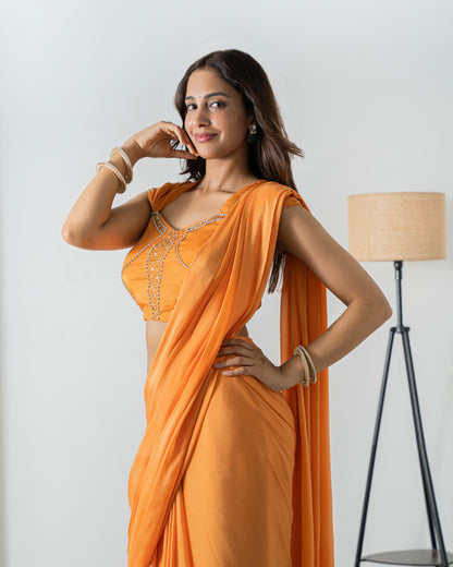 ROYAL SAFFRON EMBELLISHED SAREE