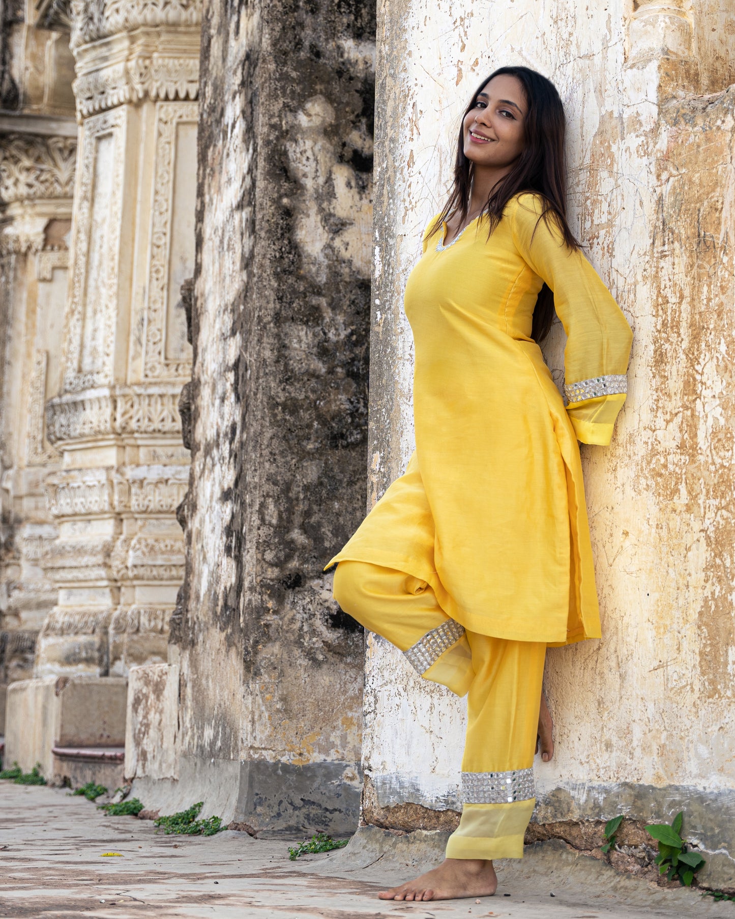 YELLOW GRACE EMBELLISHED KURTA SET